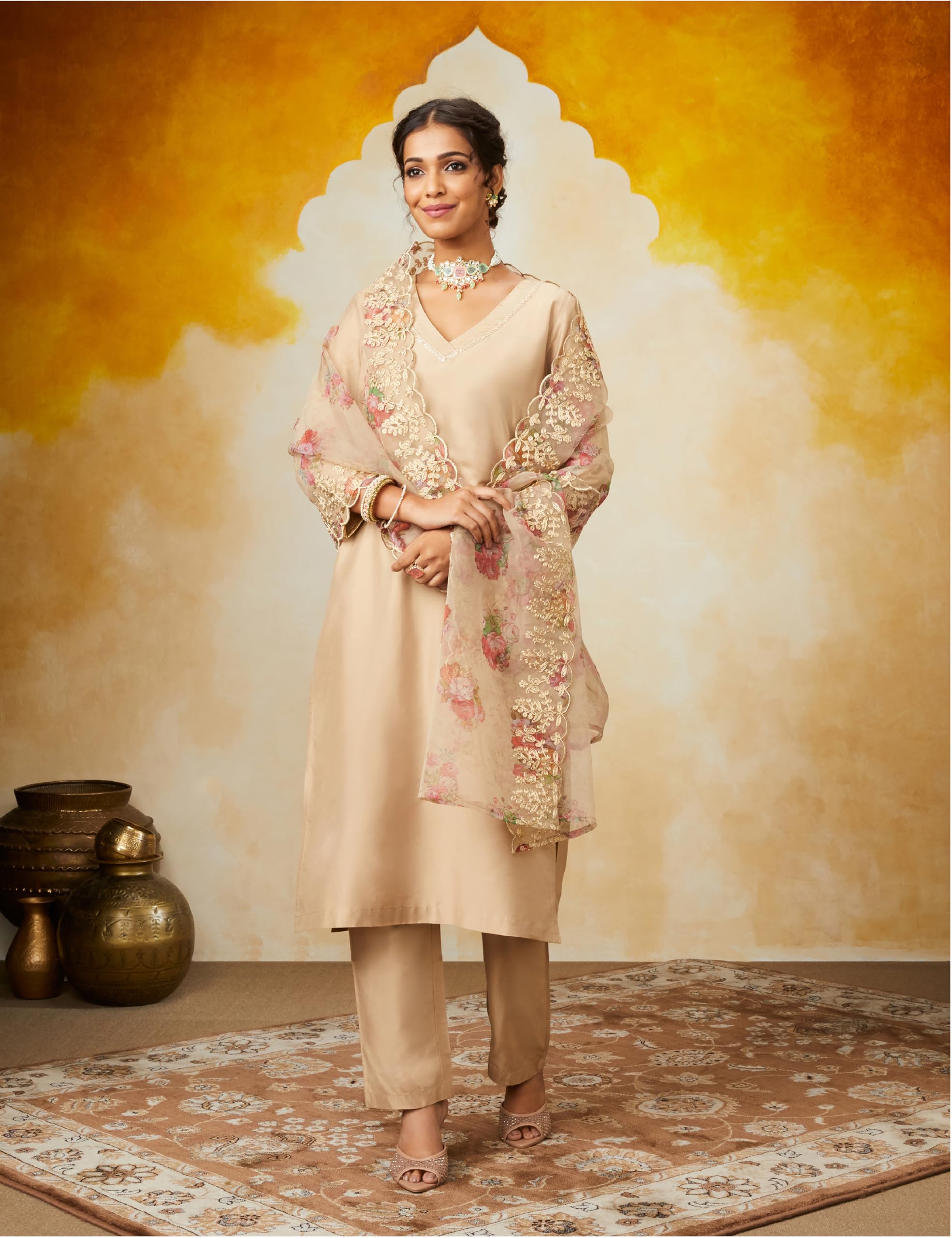 Festive ready Kurti pant dupatta set for women