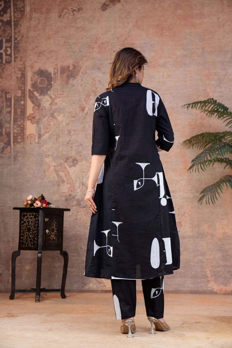 Midnight Blue Abstract Print Cotton Co-ord Set