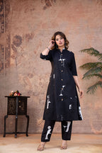 Midnight Blue Abstract Print Cotton Co-ord Set