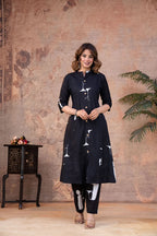 Midnight Blue Abstract Print Cotton Co-ord Set
