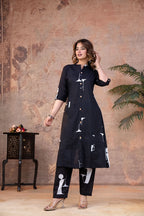 Midnight Blue Abstract Print Cotton Co-ord Set