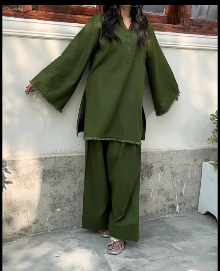 Elegant Forest Green Embroidered Co-ord Set with Salwar