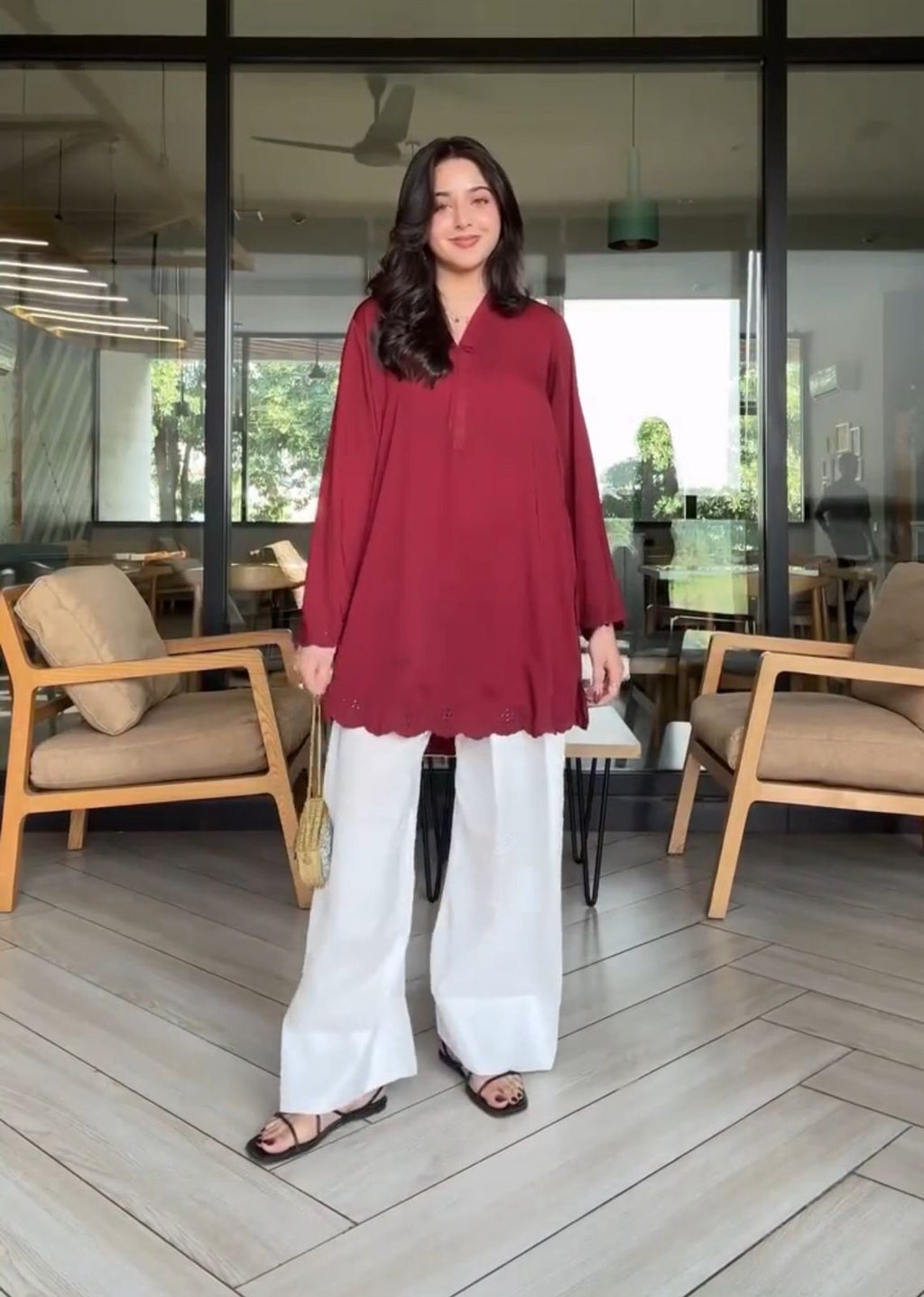 Maroon Bliss Kurta Set – Elegant Screen Printed Ethnic Wear