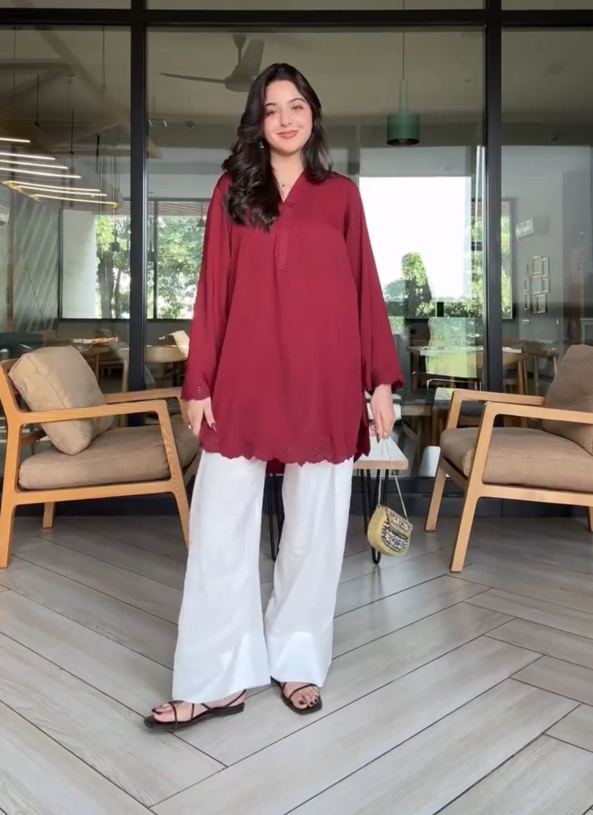 Maroon Bliss Kurta Set – Elegant Screen Printed Ethnic Wear