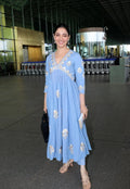 Mogra Silver Embroidery Light Blue Flared Kurta Set