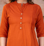 Vibrant Orange Cotton Pintex Co-ord Set