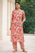 Vibrant Floral Print Polyester Co-ord Set