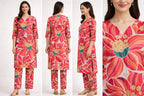 Vibrant Floral Print Polyester Co-ord Set
