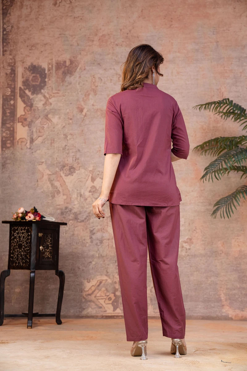 Dusty Rose Cotton Pintex Co-ord Set