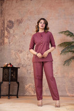 Dusty Rose Cotton Pintex Co-ord Set