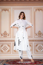 Abstract Monochrome Cotton Kurta Set