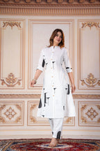 Abstract Monochrome Cotton Kurta Set